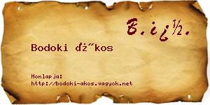 Bodoki Ákos névjegykártya